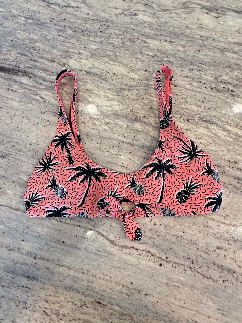 Tropical Palm Print Bikini Top hot coals size large